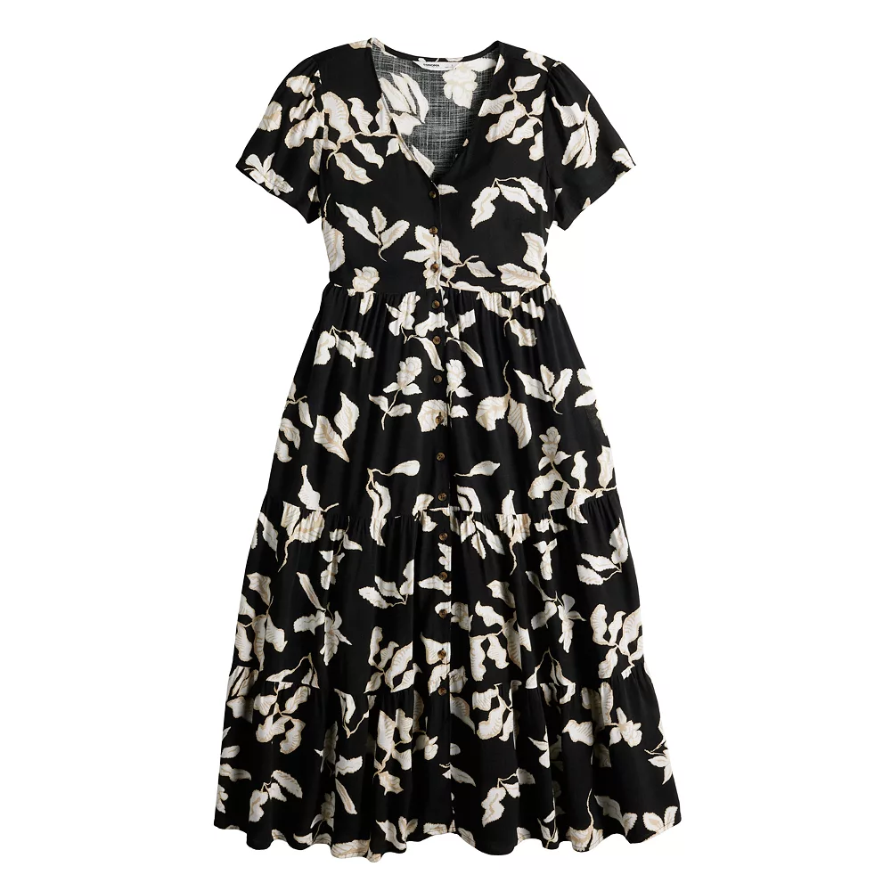 Women's Sonoma Goods For Life® Button Front Tiered Midi Dress 13 Women's Sonoma Goods For Life® Button Front Tiered Midi Dress - Image 13