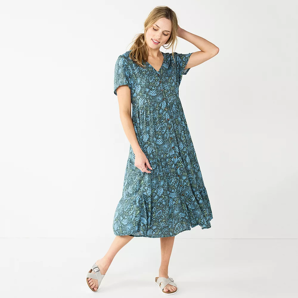 Women's Sonoma Goods For Life® Button Front Tiered Midi Dress 1 Women's Sonoma Goods For Life® Button Front Tiered Midi Dress
