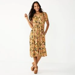 Women's Sonoma Goods For Life® Button Front Tiered Midi Dress 16 Women's Sonoma Goods For Life® Button Front Tiered Midi Dress -True Fit Shop 5579211 Olive Floral