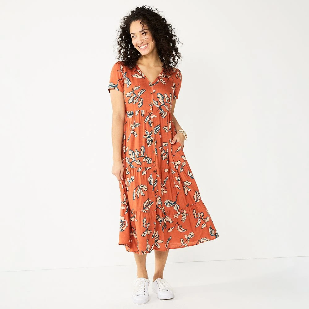 Women's Sonoma Goods For Life® Button Front Tiered Midi Dress 7 Women's Sonoma Goods For Life® Button Front Tiered Midi Dress - Image 7