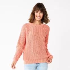 Women's Sonoma Goods For Life® Textured Drop-Shoulder Sweater 17 Women's Sonoma Goods For Life® Textured Drop-Shoulder Sweater -True Fit Shop 5579623 Coral