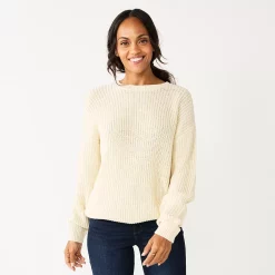 Women's Sonoma Goods For Life® Textured Drop-Shoulder Sweater 15 Women's Sonoma Goods For Life® Textured Drop-Shoulder Sweater -True Fit Shop 5579623 Cream