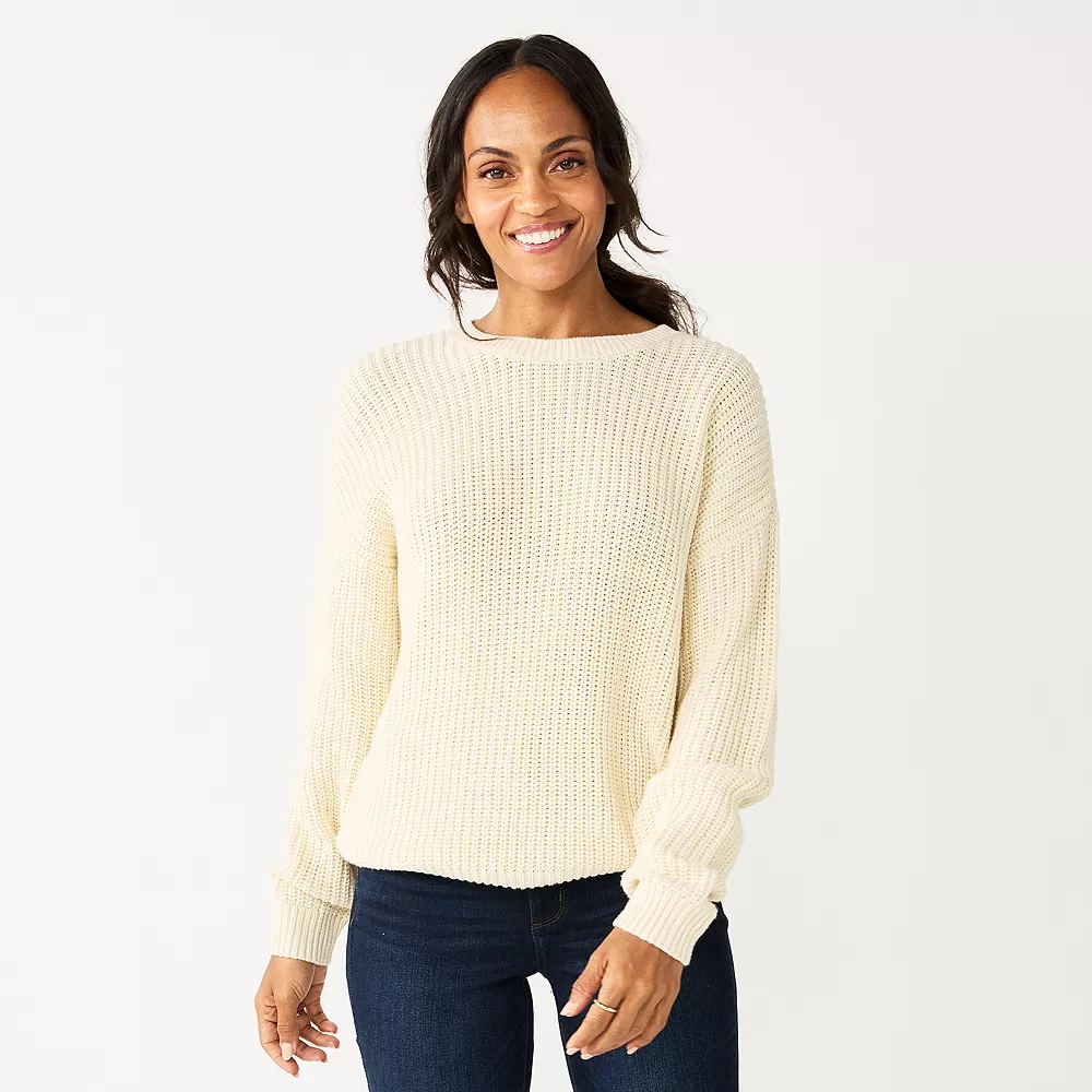 Women's Sonoma Goods For Life® Textured Drop-Shoulder Sweater 3 Women's Sonoma Goods For Life® Textured Drop-Shoulder Sweater - Image 3