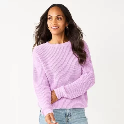 Women's Sonoma Goods For Life® Textured Drop-Shoulder Sweater 20 Women's Sonoma Goods For Life® Textured Drop-Shoulder Sweater -True Fit Shop 5579623 Lavender