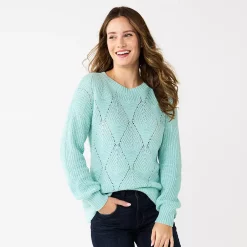 Women's Sonoma Goods For Life® Diamond Stitch Pullover Sweater 20 Women's Sonoma Goods For Life® Diamond Stitch Pullover Sweater -True Fit Shop 5579763 Sky Blue