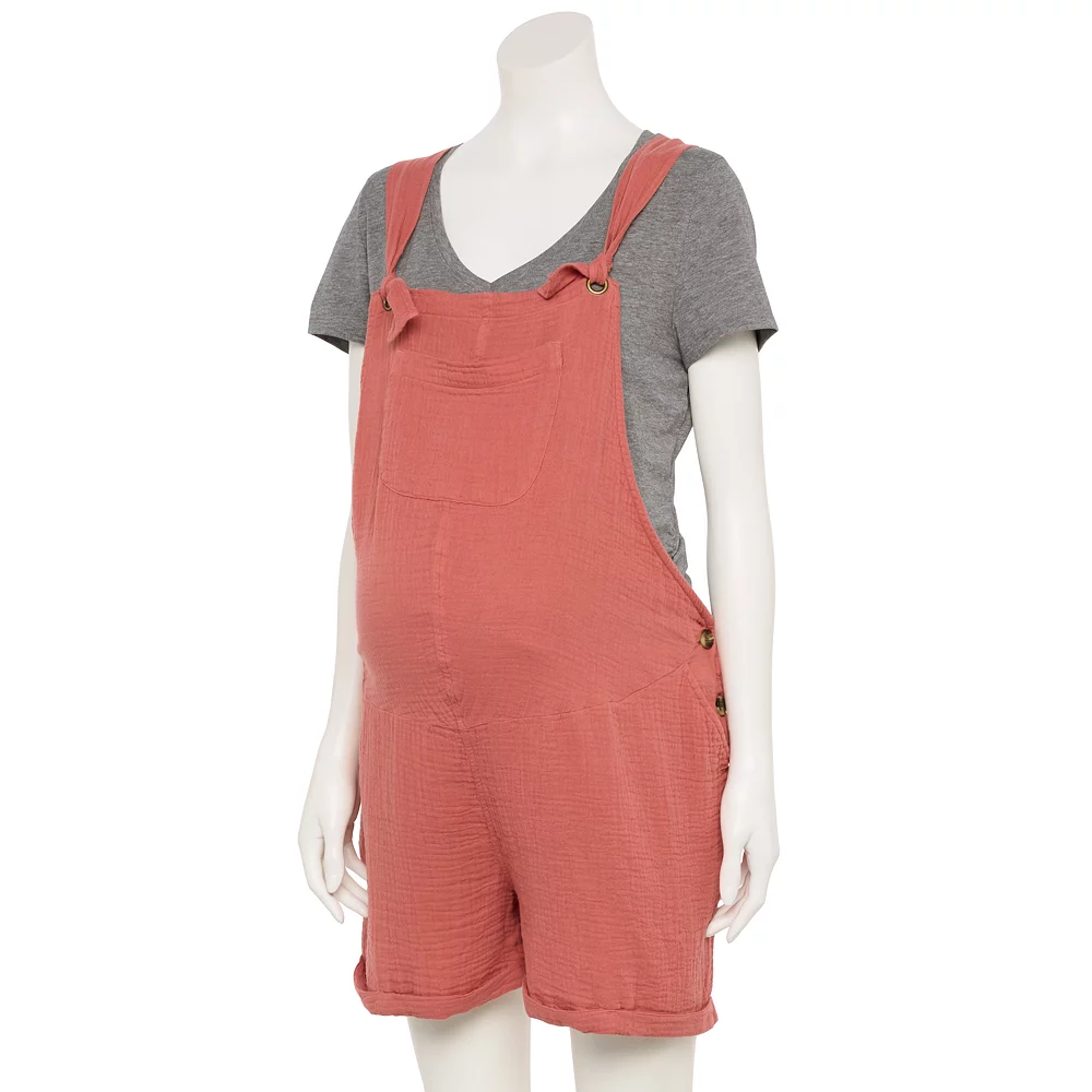 Maternity Sonoma Goods For Life® Double Knotted Shortalls 2 Maternity Sonoma Goods For Life® Double Knotted Shortalls - Image 2
