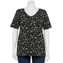 Petite Plus Size Sonoma Goods For Life® Everyday V-Neck Tee -True Fit Shop 5581510 Black Sun Trees