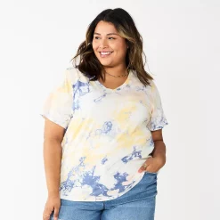 Petite Plus Size Sonoma Goods For Life® Everyday V-Neck Tee -True Fit Shop 5581510 Blue Wrinkle Dye