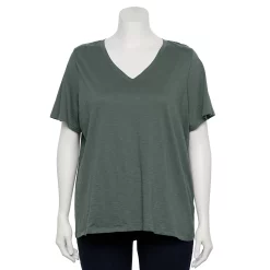 Petite Plus Size Sonoma Goods For Life® Everyday V-Neck Tee -True Fit Shop 5581510 Dark Gray Green