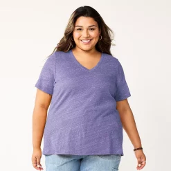 Petite Plus Size Sonoma Goods For Life® Everyday V-Neck Tee -True Fit Shop 5581510 Grape Purple