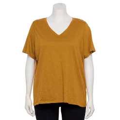Petite Plus Size Sonoma Goods For Life® Everyday V-Neck Tee -True Fit Shop 5581510 Green Gold
