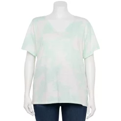 Petite Plus Size Sonoma Goods For Life® Everyday V-Neck Tee -True Fit Shop 5581510 Light Blue Tie Dye