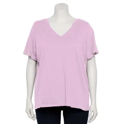 Petite Plus Size Sonoma Goods For Life® Everyday V-Neck Tee -True Fit Shop 5581510 Light Lilac