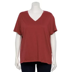 Petite Plus Size Sonoma Goods For Life® Everyday V-Neck Tee -True Fit Shop 5581510 Marsala Flower