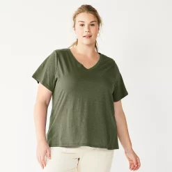 Petite Plus Size Sonoma Goods For Life® Everyday V-Neck Tee -True Fit Shop 5581510 Olive Night