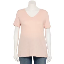 Petite Plus Size Sonoma Goods For Life® Everyday V-Neck Tee -True Fit Shop 5581510 Peach Layer