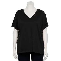 Petite Plus Size Sonoma Goods For Life® Everyday V-Neck Tee -True Fit Shop 5581510 Pitch Black