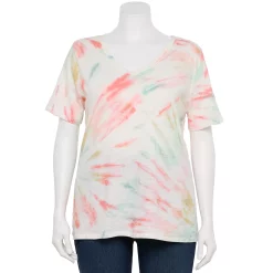 Petite Plus Size Sonoma Goods For Life® Everyday V-Neck Tee -True Fit Shop 5581510 Red White Blue Tie Dye