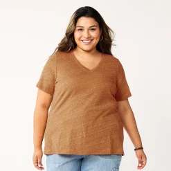 Petite Plus Size Sonoma Goods For Life® Everyday V-Neck Tee -True Fit Shop 5581510 Texture Brown