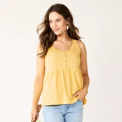 Women's Sonoma Goods For Life® Button Utility Tank -True Fit Shop 5583719 Light Yellow