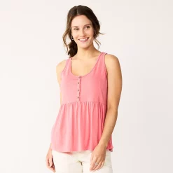 Women's Sonoma Goods For Life® Button Utility Tank -True Fit Shop 5583719 Melon Pink