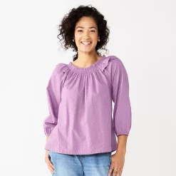 Women's Sonoma Goods For Life® Ruffle Shoulder Peasant Top -True Fit Shop 5584039 Light Purple
