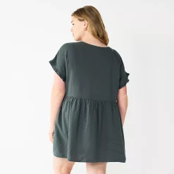 Plus Size Sonoma Goods For Life® Ruffled A-Line Mini Dress 7 Plus Size Sonoma Goods For Life® Ruffled A-Line Mini Dress -True Fit Shop 5584068 ALT
