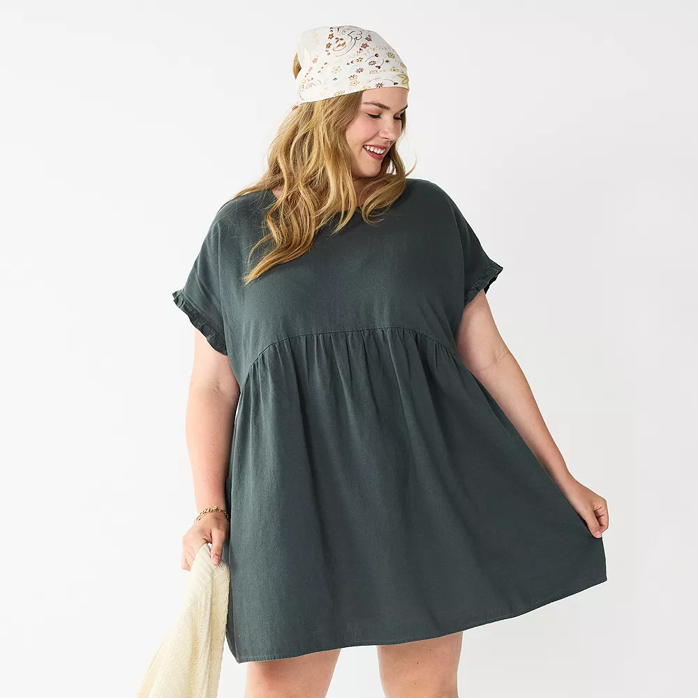 Plus Size Sonoma Goods For Life® Ruffled A-Line Mini Dress 1 Plus Size Sonoma Goods For Life® Ruffled A-Line Mini Dress