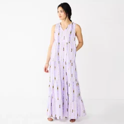 Petite Sonoma Goods For Life® Tiered Maxi Dress 9 Petite Sonoma Goods For Life® Tiered Maxi Dress -True Fit Shop 5584155 Purple Ikat Stripe