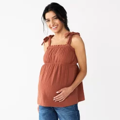 Maternity Sonoma Goods For Life® Tie-Shoulder Babydoll Top -True Fit Shop 5584773 Rustic
