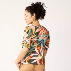 Women's Sonoma Goods For Life® Pleated Elbow-Sleeve Blouse -True Fit Shop 5584778 ALT