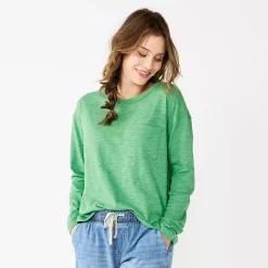 Women's Sonoma Goods For Life® Long Sleeve Pocket Tee -True Fit Shop 5585375 Aloe Green
