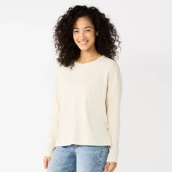 Women's Sonoma Goods For Life® Long Sleeve Pocket Tee -True Fit Shop 5585375 Cream