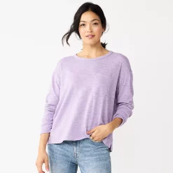 Women's Sonoma Goods For Life® Long Sleeve Pocket Tee -True Fit Shop 5585375 Light Purple