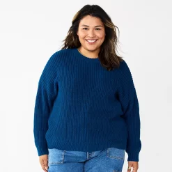 Plus Size Sonoma Goods For Life® Drop Shoulder Sweater -True Fit Shop 5585467 Blue