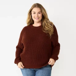 Plus Size Sonoma Goods For Life® Drop Shoulder Sweater -True Fit Shop 5585467 Brown