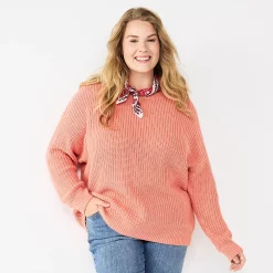 Plus Size Sonoma Goods For Life® Drop Shoulder Sweater -True Fit Shop 5585467 Coral