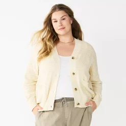 Plus Size Sonoma Goods For Life® Cropped Cardigan -True Fit Shop 5585627 Cream