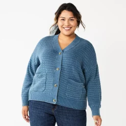 Plus Size Sonoma Goods For Life® Cropped Cardigan -True Fit Shop 5585627 Washed Blue