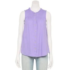 Women's Sonoma Goods For Life® Button-Front Ruffle Tank -True Fit Shop 5586080 Purple