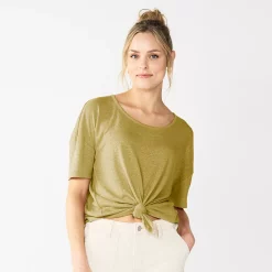 Women's Sonoma Goods For Life® Relaxed Scoopneck Tee -True Fit Shop 5596588 Light Olive