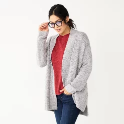 Women's Sonoma Goods For Life® Plush Cardigan 11 Women's Sonoma Goods For Life® Plush Cardigan -True Fit Shop 5597627 Silver Gray Shine