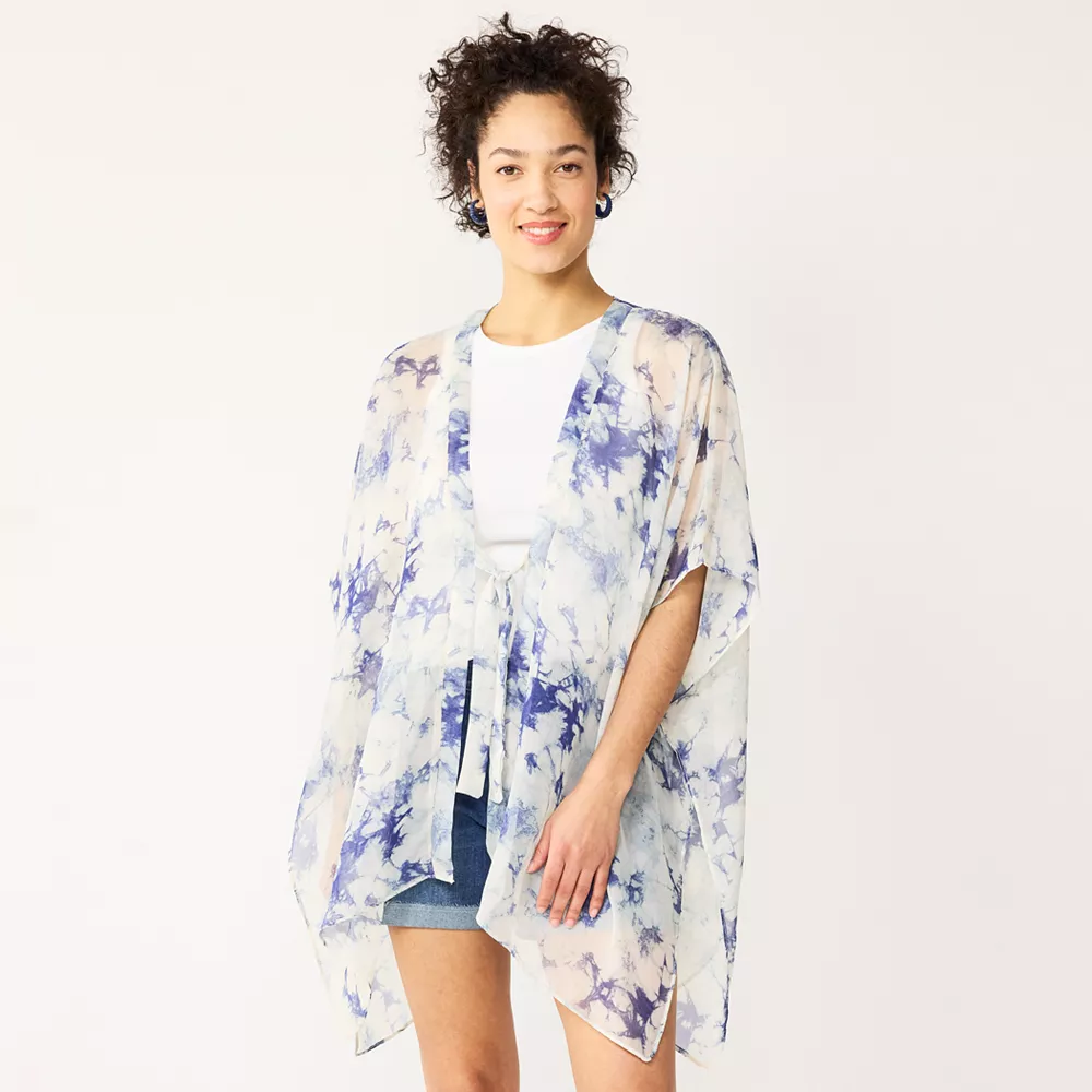 Women's Sonoma Goods For Life® Easy Tye Dye Tie Front Ruana 2 Women's Sonoma Goods For Life® Easy Tye Dye Tie Front Ruana - Image 2