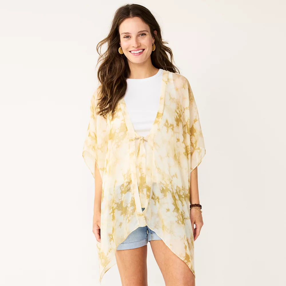 Women's Sonoma Goods For Life® Easy Tye Dye Tie Front Ruana 1 Women's Sonoma Goods For Life® Easy Tye Dye Tie Front Ruana