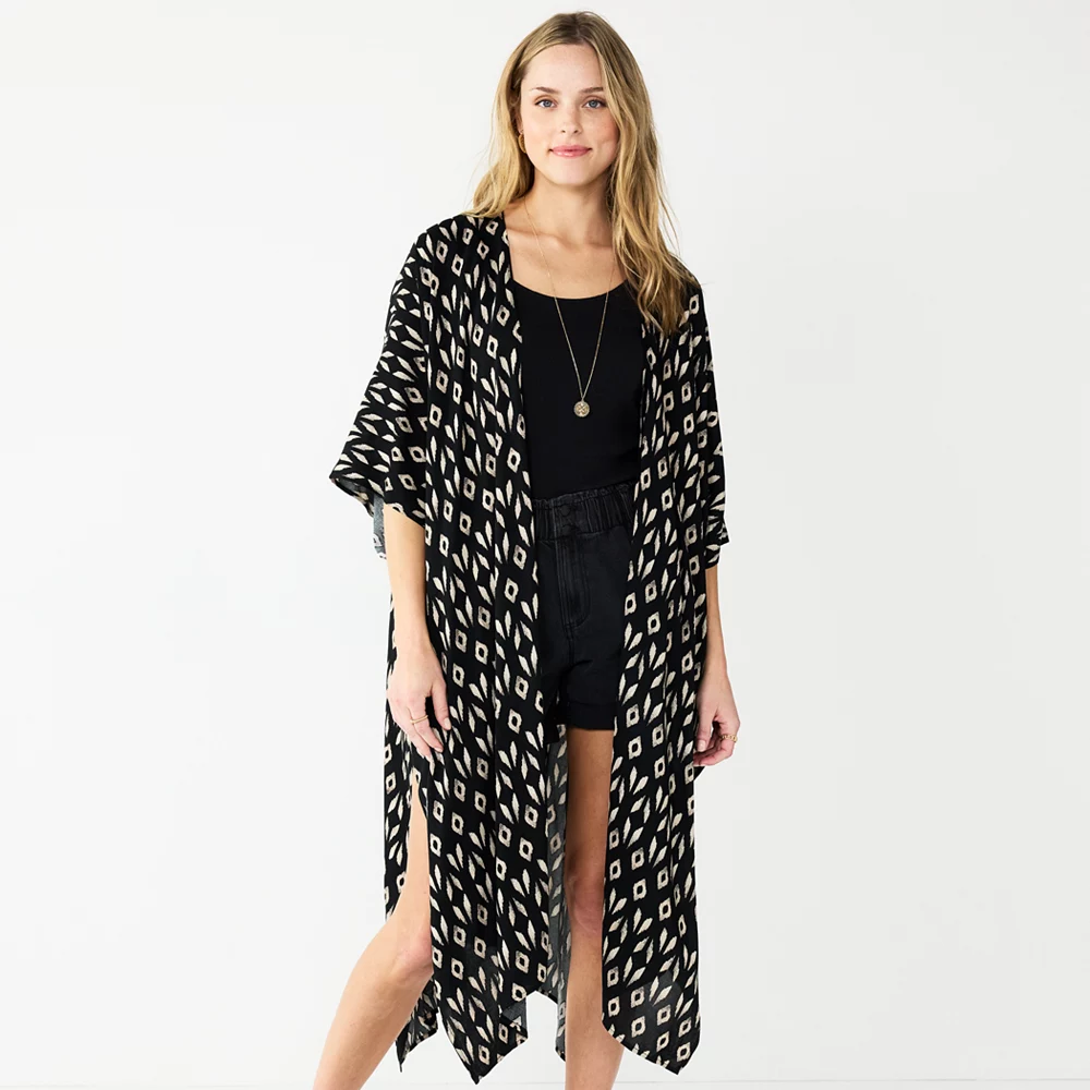Women's Sonoma Goods For Life Ikat Burnout Long Tacked Ruana 1 Women's Sonoma Goods For Life Ikat Burnout Long Tacked Ruana