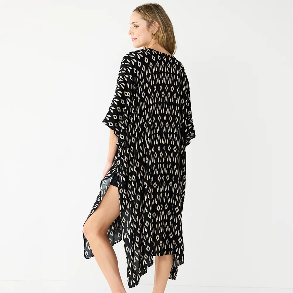 Women's Sonoma Goods For Life Ikat Burnout Long Tacked Ruana 2 Women's Sonoma Goods For Life Ikat Burnout Long Tacked Ruana - Image 2