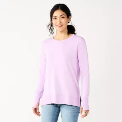 Women's Sonoma Goods For Life® Super Soft Solid Tunic Sweatshirt 17 Women's Sonoma Goods For Life® Super Soft Solid Tunic Sweatshirt -True Fit Shop 5621644 Bright Light Purple