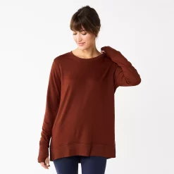 Women's Sonoma Goods For Life® Super Soft Solid Tunic Sweatshirt 13 Women's Sonoma Goods For Life® Super Soft Solid Tunic Sweatshirt -True Fit Shop 5621644 Deep Wine
