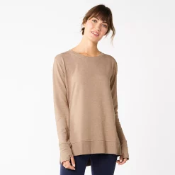 Women's Sonoma Goods For Life® Super Soft Solid Tunic Sweatshirt 12 Women's Sonoma Goods For Life® Super Soft Solid Tunic Sweatshirt -True Fit Shop 5621644 Tan