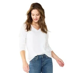Women's Sonoma Goods For Life® Everyday V-Neck Long Sleeve Tee -True Fit Shop 5625801 White